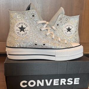 Converse Women's Silver Glitter High-Tops